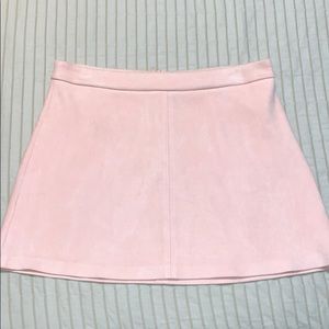 Millennial pink suede mini skirt